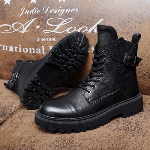 2021 New Winter Classic Unisex Boots Waterproof Fur Warm Black High Top Smooth Outdoor Leather Man Mens Motocyle Boots Shoes