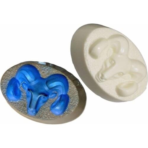 Ram Silicone Mold Embossed Horns to Make Plaster Aroma Candle Mould Goat Head