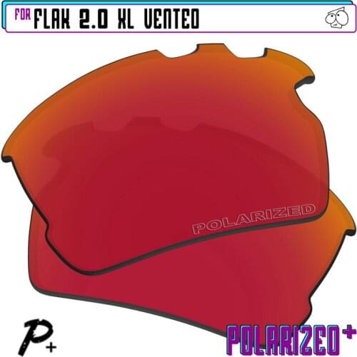 EZReplace Polarized Replacement Lenses for - Oakley Flak 2.0 XL Vented Sunglasses - Red P Plus