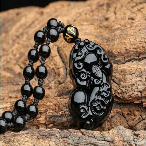 Natural Obsidian Pi xiu Jade Pendant Jewelry Lucky Exorcise evil spirits Auspicious Safety Amulet Jade Pendant Fine Jewelry