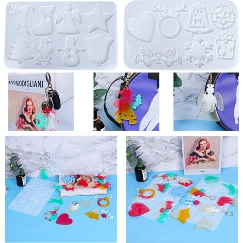 Christmas Cartoon Keychain Mould DIY Handmade Silicone Epoxy Resin Mold Necklace Pendant Jewellery Making Craft