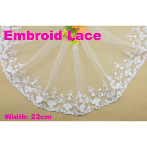 22cm width Cotton embroid lace sewing ribbon guipure trim or fabric warp knitting DIY Garment Accessories free shipping#3278
