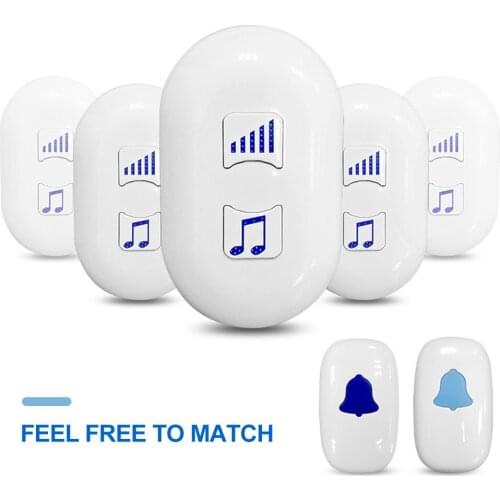 US Plug Smart Wireless Door Bell Touch Button Non Radiation Doorbell Home Welcome Door Alarm Ring Split Door Reminder AC85-240V