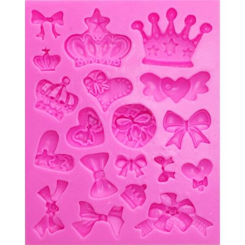 Cartoon Crown & Bow Tie Silicone Fondant Cake Mold Cupcake Jelly Candy Chocolate Cake Decoration Baking Tool Moulds