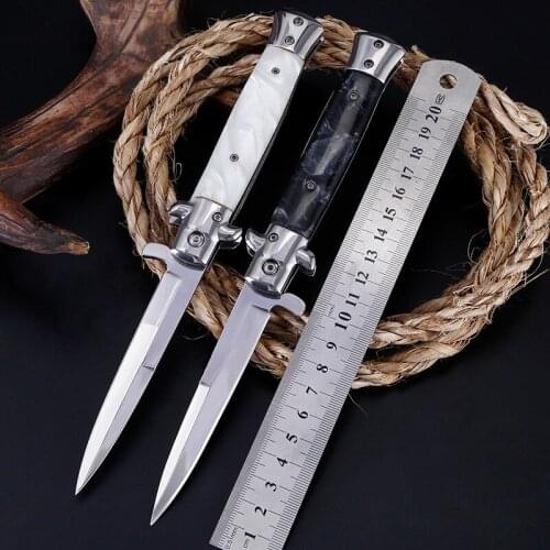 Mirror Light Resin Handle Folding Knife 58HRC Field Tactical High Hardness Portable Pocket Knife Survival Knifes