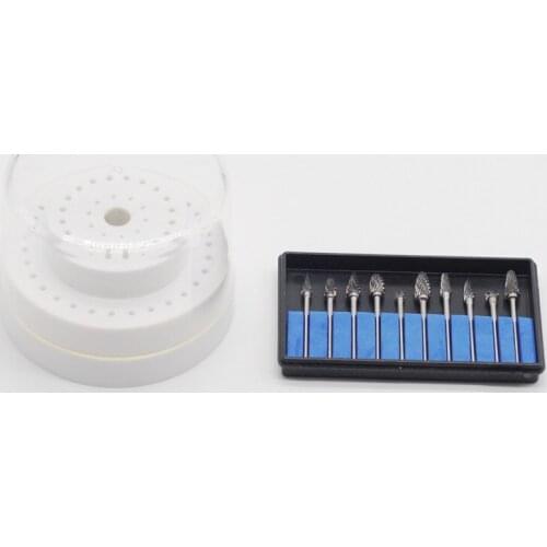 Dentistry Clinic Tungsten Steel Drill Nitrate Burs With Bur Holder Block For Dental Lab Supplies