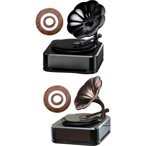 Solar Imitation Record Phonograph Rotating Car Aromatherapy Auto Air Freshener Diffuser Aroma Perfume Interior Ornaments F19A