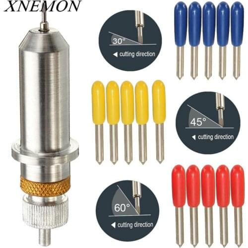 XNEMON 15pcs 30/45/60 Degree for Roland Cutting Plotter Vinyl Cutter Blade + Blade Holder 25x1.5mm 45 Degree Blades for Carving