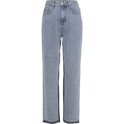 2021 New Women Straight Wide Leg Jeans, High Waist Relaxed Fit Letter Embroidery Denim Pants Fashion Joker