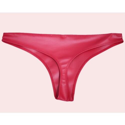 Lady Panty Doublesided PU Leather Low Waist Briefs Narrow Crotch Underwear Faux Leather Fashion Fetish Lingerie Temptin Panties