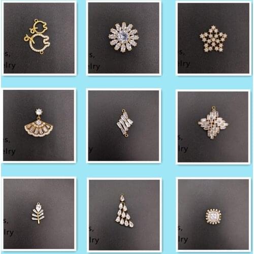 Clover Zircon Charm Pendant Crystal Zircon Accessories Earrings Findings 20pcs Zircon Flowers Embellishments Button