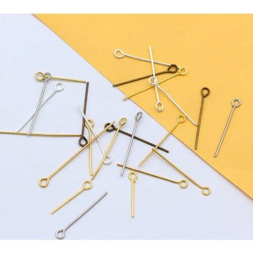 20g 16/18/20/24/26/35mm Silver Gold plated bronze Metal Eye Pins Beads Findings Eyepin Headpins DIY Jewelry Pins Needles