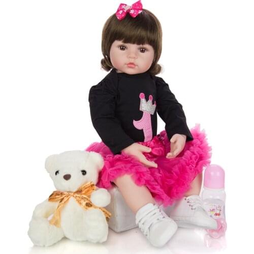 24" Silicone Reborn Toddler Baby Doll Toys 60cm sweet girl Princess doll Alive Bebe reborn Brinquedos Collection Birthday Gift