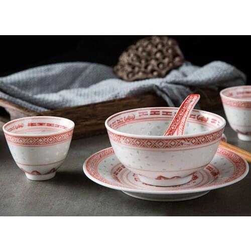 6.5inch Jingdezhen Ceramic Retro Red Dinner Plate Porcelain Dragon Dessert Plate Steak Fruit Dish Tea Cup Bowl Kitchen Tableware