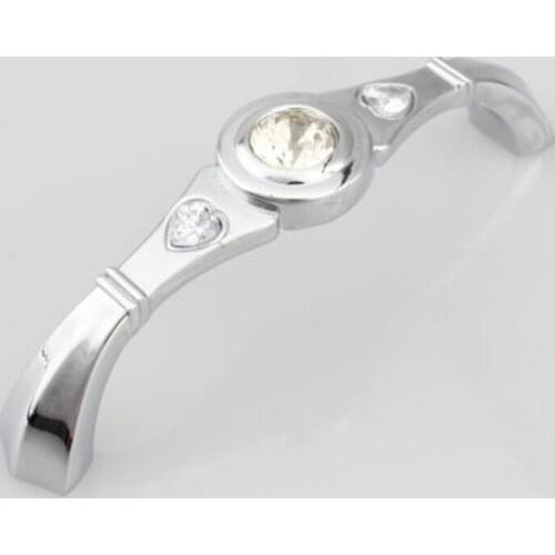 96mm fashion deluxe silver k9 crystal furniture handles glass diamond kitchen cabinet drawer dresser cupboard door pulls knobs