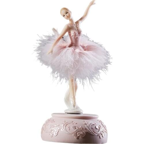 Ballerina Music Box Dancing Girl Swan Lake Carousel with Feather for Birthday Gift OW