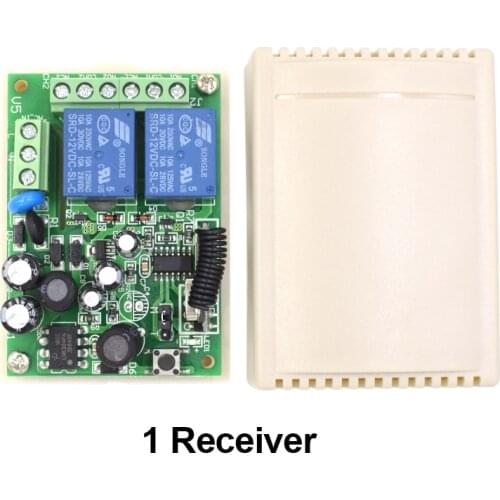 AC 110V 220V 2 Channel Relay Receiver Remote Control Switch + 433 MHz Wireless 2CH RF Transmitter For Light Garage Door Opener