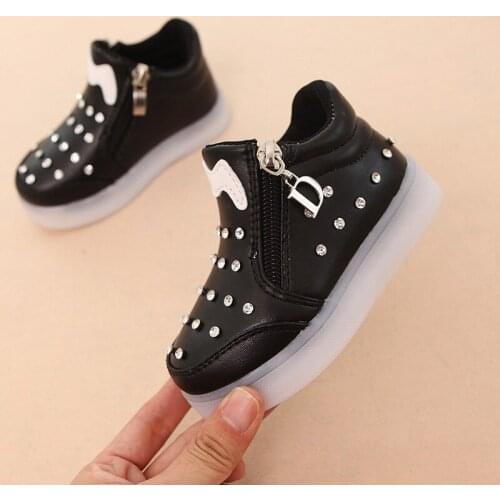 Bobora Spring Autumn Children Glowing Sneakers Kids Shoes Girls Shoes With LED Light 21-30 11