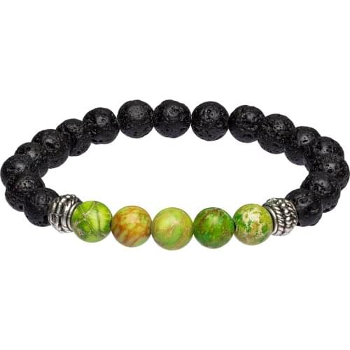 Men Women 8mm Lava Rock 7 Chakra Aromatherapy Essential Oil Diffuser Bracelet Elastic Natural Stone Yoga Beads Bracelet Bangle