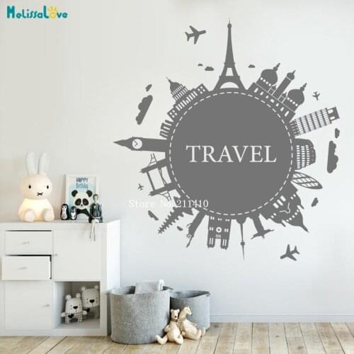 Travel Wall Sticker World Map Modern Look Easy Home Decoration For Living Room Posters Removable Vinyl Art Murals YT888