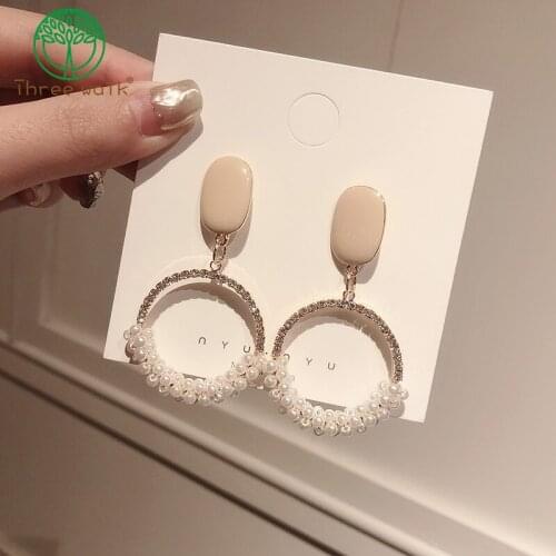 E314 Fashion Shining Circle Earrings Precision Inlay Rhinestone Earrings for Women Wedding Party Jewelry