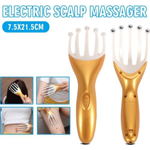 Electric Head Scalp Massager Neck Body Vibrating Stress Relax Therapy Massage Relaxation Five Finger Massager For Body