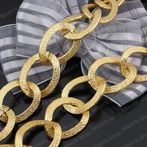 Wholesale Width 21mm Aluminum oxidation process Imitation Gold color Embossing Extended Twisted Chains 2 Meter (JM2981)