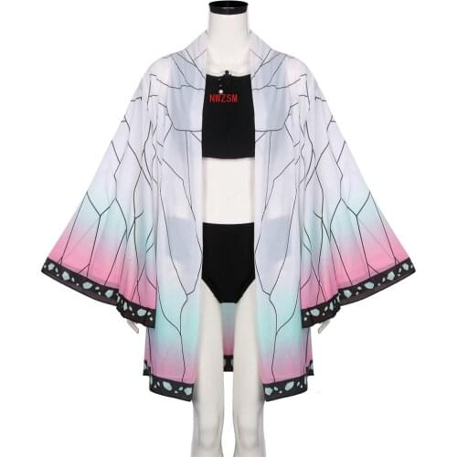 Kochou Shinobu Swimsuit with Quick Dry Cloak Demon Slayer Black Kisatsutai Kimetsu no Yaiba Shinobu Swimwear Cosplay Outfits