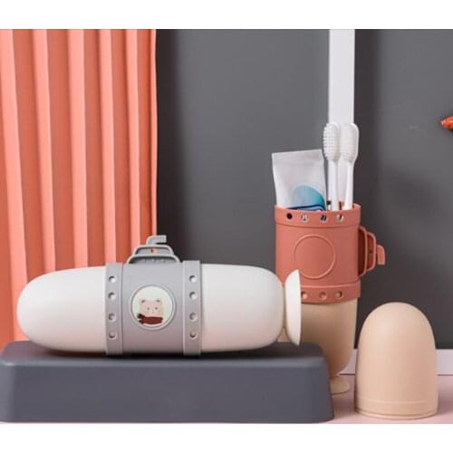 Cute Cartoon Submarine Shape Toothpaste&Toothbrush Storage Box Portable Nordic Simplicity Style Travel Wash Cup 200ml Mouth Cup