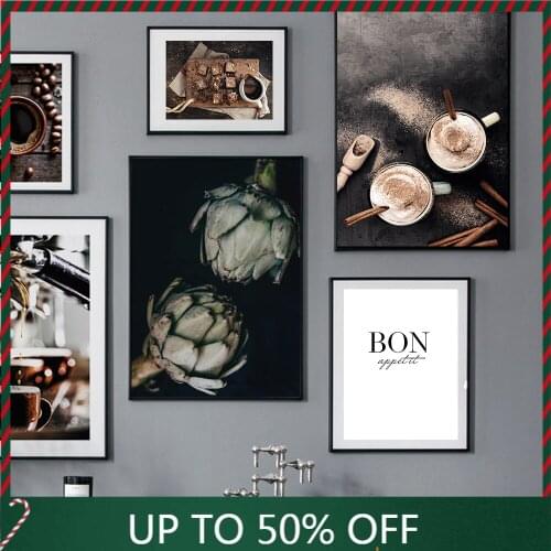 Kitchen Decoration Brownies Canvas Coffee Prints And Posters Blueberry Pie Wall Art for Dessert Lounge Painting Wall Pictures