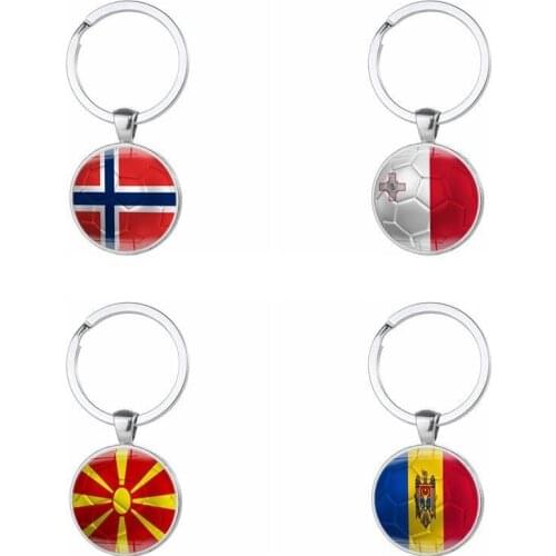 Macedonia Norway Malta Moldova National Flags Emblem Crystal Pendant Car Keyring Keychain Key Ring Chain For Auto Ownners Decor