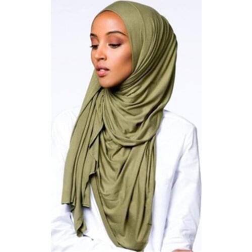 2019 muslim stretchy jersey scarf cotton hijab turbante islamic headscarf foulard femme soft shawl arab wrap head scarves