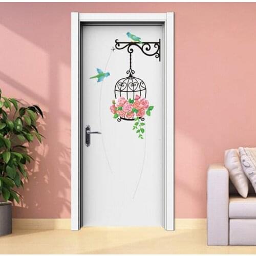 Birds and bird cages Wall Stickers Living room bedroom for Wall edge background decoration art mural Home Decor door Stickers