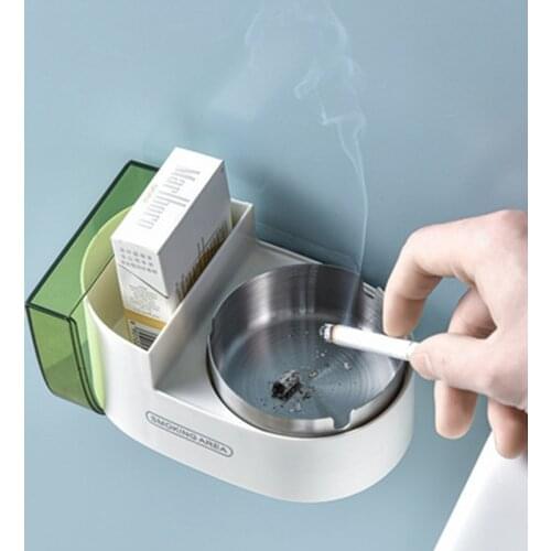 Wall Mounted Ashtrays Cigarettes Weed Ashtrays Waterproof Cigarette Bin Ashtray with Storage Grid for Home Bedroom Toilet