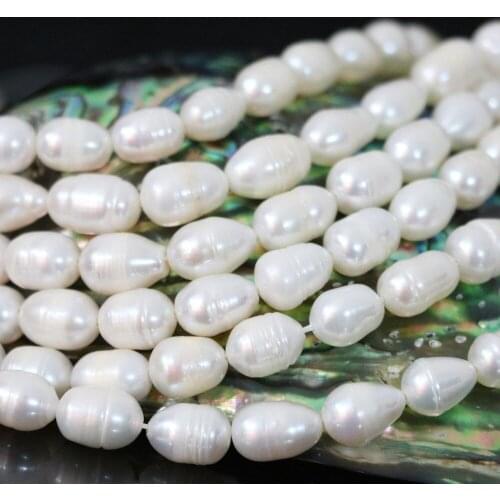Newly white rice freshwater natural pearls high grade 7-8mm loose beads weddings diy women gifts jewelry making 15inch B1341