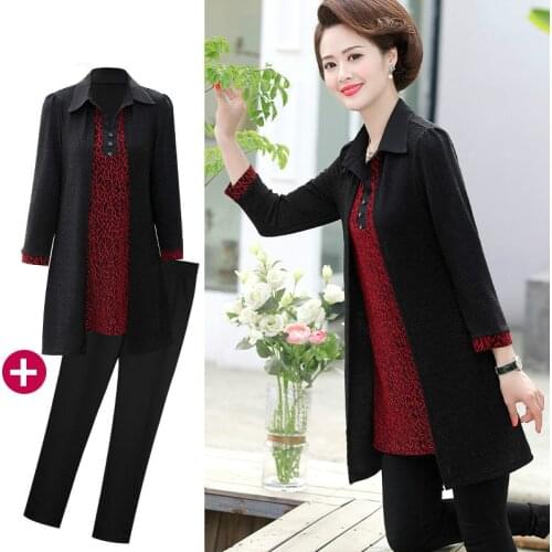 2020 Summer Spring New Middle Aged Women Two Piece Set Top Fashion Causal Loose Leopard Tracksuit Elegant Mother Suit W287