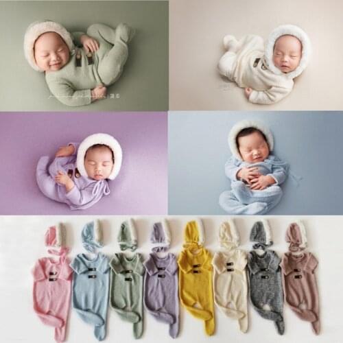 Newborn Photography Props Baby Boy Girl Romper Bodysuits Outfit Hat Photography Baby Studio Shooting Props Clothing