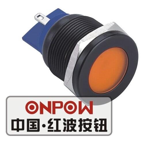 ONPOW 22mm Metal LED Waterproof Signal lamp, Black indicator lamp, indicator light (GQ22T-D/O/6V/A) CE,RoHS
