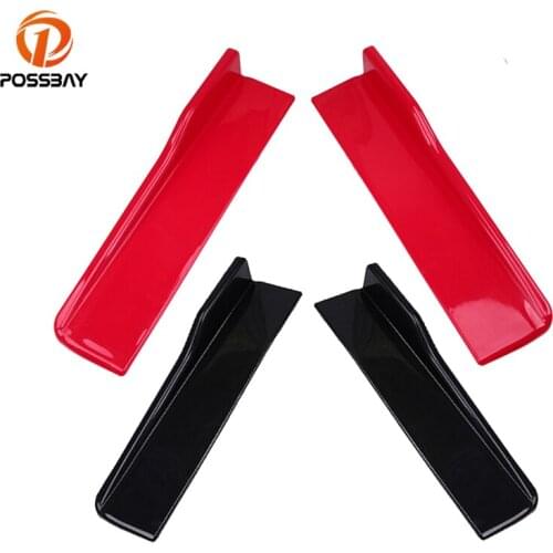POSSBAY Black/Red Decorative Stickers Car Side Skirt Rocker Splitters Diffuser Winglet Wings Bumper Auto Anti-scratch Protector