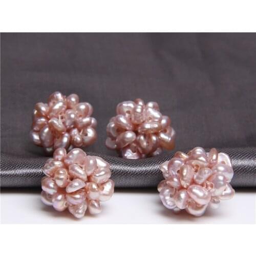 Freshwater Purple Natural Pearl Beads Baroque Pearls Flower Ball Shape Pearl Pendant For Jewelry Making DIY Bracelet Necklace