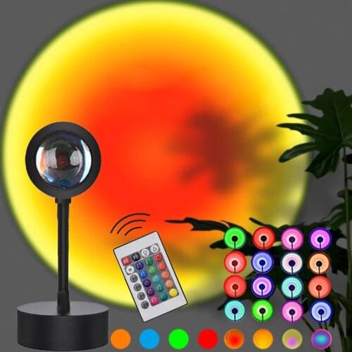 Gradient Sunset Projector USB Bedroom Night Light RGB 16 Colors Photography Party Wall Lamp For Decoration Light with Controller