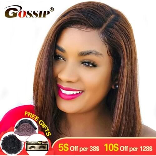 Straight Bob Lace Front Wig Indian Bob Human Hair Wig Short Bob Wigs For Black Women Gossip Remy Hair 4x4 Lace Closure Wig