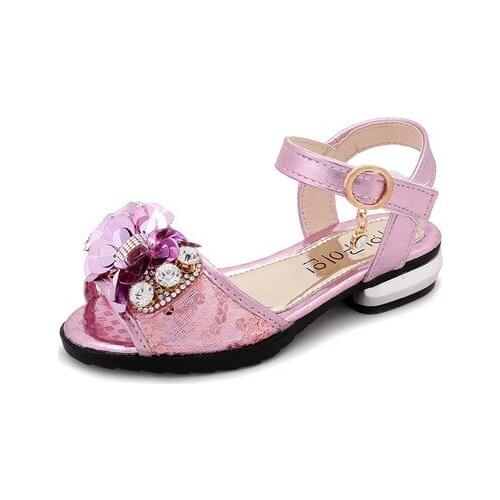 Girls Sandals Childrens Shoes kids shoes girls PU summer princess hoes quality whole sale 2017 appliques rhinestone hot new