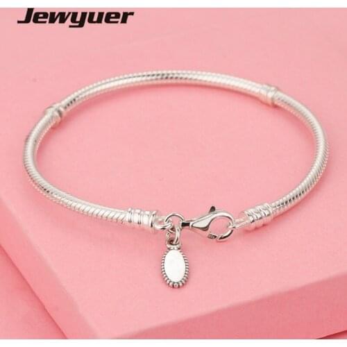 Silver bracelets 925 sterling silver jewelry snake chain fit Charms beads DIY bracelet for women fine jewelry Memnon YL201