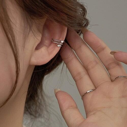 Earrings Clip Line Circle Zircon For Women Punk Korean Fashion Design Hip Hop Sweet Female Student Party Gift Jewelry BOYULIGE