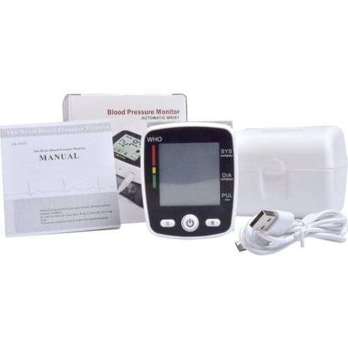 USB Rechargeable Wrist Blood Pressure Heart Rate Monitor Automatic Digital Electric Tonometer Sphygmomanometer