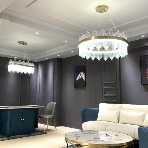 Contemporary Stainless Steel Glass Gold Round Chandelier Lights Suspension led Luminaire Lampen For Dinning Living Room