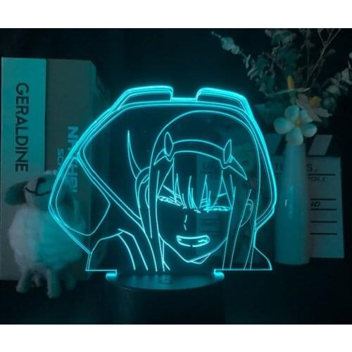 LED Acrylic Night light Anime 3D Neon Lamp Bedside Zero Two Darling In The Franxx Home Decor Birthday Fans Kid Gift Nightlight