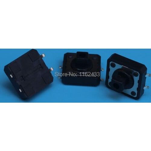 10pcs/lot FAS12-S 7.3mm height 12x12 square black head tact switch 12*12 surface mount tactile touch switch