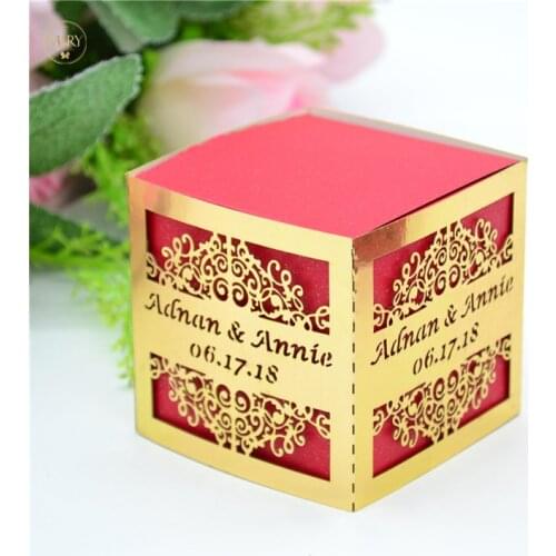 Fascinating custom cube shaped combined laser cut wedding favor boxes